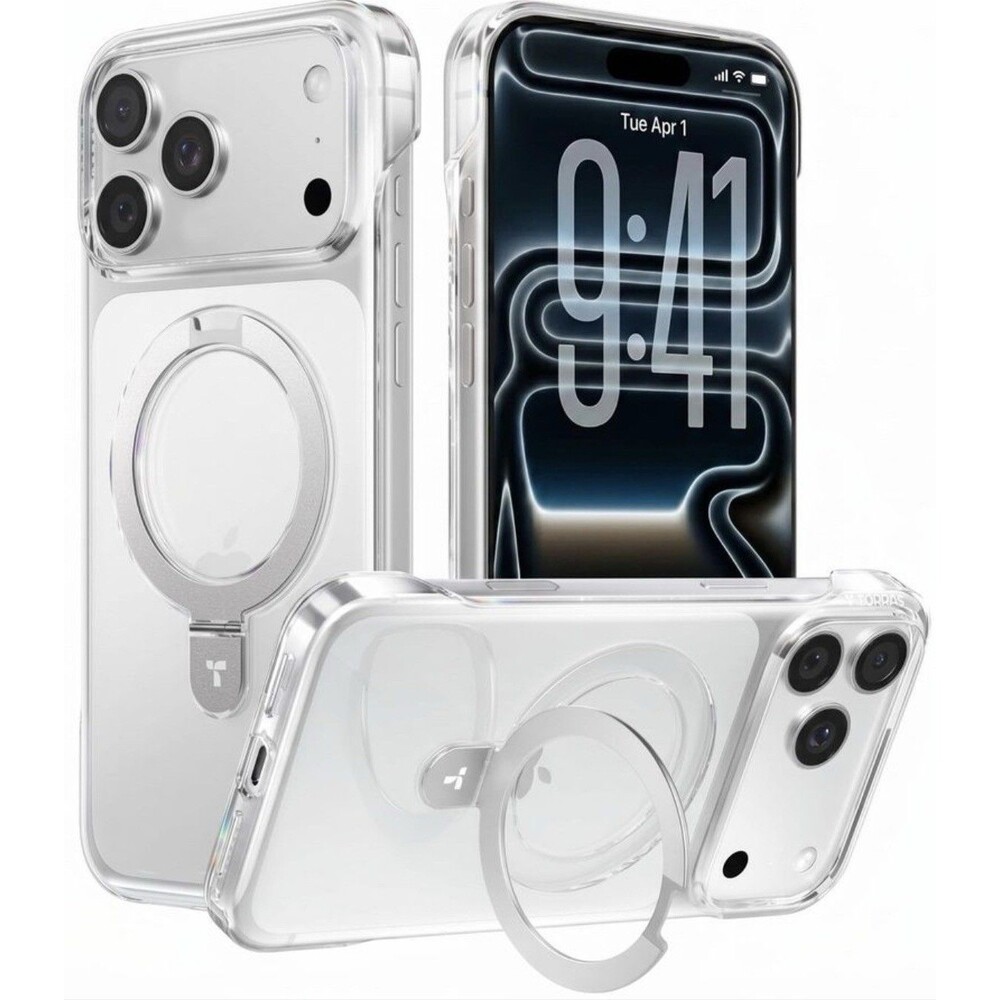 TORRAS Ostand Slim for iPhone 17 Pro Max Case Clear, Upgraded Magnetic Stand